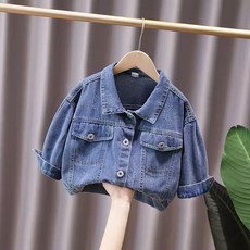 여아 데님 자켓 귀여운 캐릭터 봄 가을 트렌디 아우터 키즈 청자켓 아동 점퍼 데님점퍼 어린이 봄점퍼, 120, G. 하단 둘레 노란색 가죽 라벨