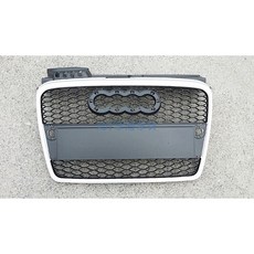 ADT.車材.車材 奧迪 AUDI A4 B7 05 06 07 08 S4 樣式 銀框黑網水箱護罩含標誌底座, 1個