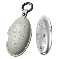 프리미엄 고급 산양가죽 스마트키케이스 키홀더 키커버 현대 호환/그랜저 GN7/쏘나타 DN8/아반떼 CN7/아이오닉5 6 /싼타페 MX5/투싼/코나/팰리세이드 LX3/스타리아, 5버튼, 베이지