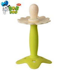 [국내 제조+케이스포함] 리틀밥독 노리개 플라워 실리콘 치발기 이앓이 치아발육기, 1개, 그린