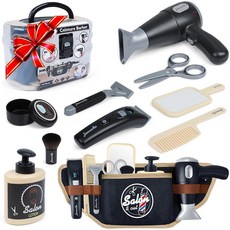 Kids Barber Shop Toy Set with Tool Belt Realistic Haircut Kit for Boys 3+ with Light & Sound Drye