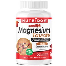 뉴트리돔 마그네슘 타우레이트 타우린 마그네슘 타우린염 500mg Magnesium Taurate 120베지캡슐 캐나다 직구, 1개, 120정