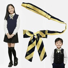 옐로우 블랙줄 짧은 리본타이 합창단 행사 단체사진 스쿨룩 BOO다방 숏 리본타이
