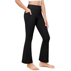 Yitoco 여아용 주머니가 있는 플레어 레깅스 하이 웨이스트 부츠컷 아동용 요가 팬츠 댄스 운동 운동용 벨 하의 스카이블루 12~13세, 10-11세, 블랙