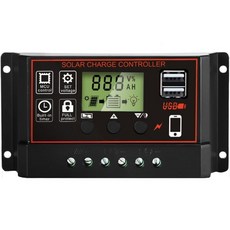 100A MPPT 태양광 충전 컨트롤러 12243648V LCD 디스플레이 듀얼 USB 블랙, 30A