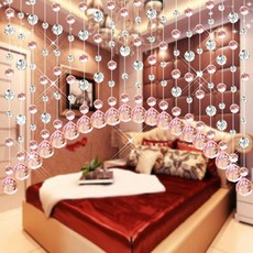 구슬발 아이방커튼 주방 크리스탈 줄커튼 비즈 가림막, 1개, K. 크리스탈 분홍색 32 다이아몬드 컷