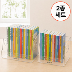 유애딧 아크릴 책꽂이 책장 정리 수납함, 투명