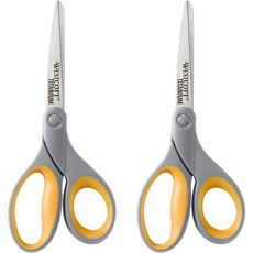 Westcott 웨스트콧 13901 8인치 티타늄 사무용 및 가정용 가위 옐로우그레이 2팩