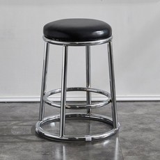의자 철제 다리 보조 원형 간이의자 45cm 스툴 블랙, L. 강화된 블랙  높이 55cm  가죽 시트, 강화된 블랙-55cm