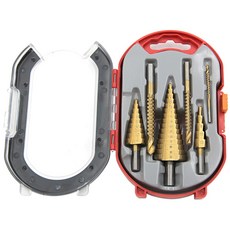 삼각형 핸들 스트레이트 그루브 사다리 드릴 3/6/8 톱 6pc 홀 펀칭 작업자 조립 세트 4-12/4-20/4-32mm, 02 6pc red plastic box, 02 6pc red box