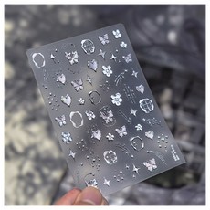 키라데이 오로라 포인트 글리터 네일스티커, 1개, 파스텔실버