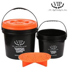 VIP 워시웨이 세차버킷 3종 세트+휠버킷, 블랙, 16L, 버킷 3종세트+휠버킷