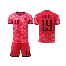 19번 이강인 한국 국가대표 축구 유니폼 응원티셔츠 국가대표 유니폼 어린이 키즈 유니폼 상하의 셋트