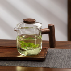 實木把手 耐高溫玻璃過濾單壺 350ml, 木雲三件杯壓嘴