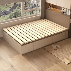 Hive 저상형 침대 프레임 슈퍼싱글 접이식 매트리스 깔판 침대 받침대, 원목색