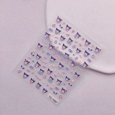 RoseAria 산리오 3D 캐릭터 네일 스티커, 1개, 퍼플 + 블루 + 옐로