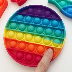 무지개 색상 원형 푸시 버블 팝 감각 놀이 실리콘 스트레스 해소 장난감, 상세페이지 참조