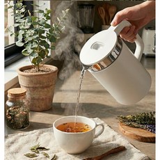스테인리스 통주물 이중단열 무선 전기포트, 스테이 화이트 1.8L