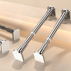 무타공 설치! 돌려서 고정하는 강력 압축봉 / 길이조절 자유자재 / 빨래대 칸막이 커튼봉, 0.9~1.5미터 스테인리스 스틸