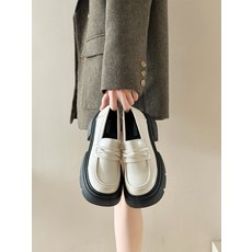 여성 로퍼 여자 캐주얼 가죽 슈즈 봄 가을 플랫폼 여성용 통굽 키높이 구두
