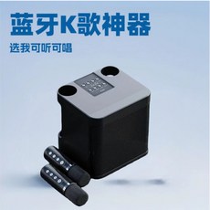 YS209 卡拉OK套裝 K歌音響 無線藍牙 雙麥克風 音箱話筒一體機, 黑色