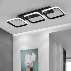 Nordic Luxe LED 샹들리에 천장 조명 - 밝기 가능 세 가지 색상 옵션 거실 복도 키트용 정사각형 및 원형, 02 3 squares, 01 변경 가능