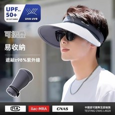 UPF 50+ 防曬遮陽帽 可摺疊易收納 濾≥98%紫外線 14cm帽簷, 【可折疊】氣質灰【大簷防曬】