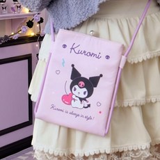 산리오 쿠로미 자수 미니 크로스백 핸드폰 가방 연보라 캐릭터 숄더백 크로스가방