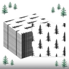 크리스마스 종이 냅킨 80개 블랙 화이트 크리스마스 트리 프린트 일회용 핸드 타월 크리스마스 일회용 종이 장식 점심 저녁 식사 겨울 휴일 크리스마스 파티 식기 용품, 크리스마스 종이 냅킨 80개 블랙 화이트 크리스마스 트