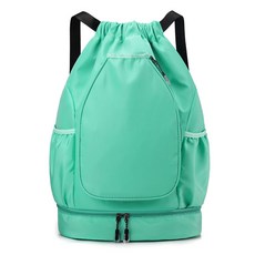 台灣出貨 羽球背包 羽球後背包 大容量運動背包 網球包 乾濕分離抽繩束口健身背包, 蘋果綠, 1個