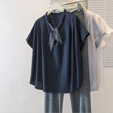 【遮肉顯瘦】拼接T恤 女T恤 短袖T恤 韓繫上衣 寬鬆T恤 大碼女裝 領帶拼接設計 冰絲棉面料 夏季百搭 通勤休閒兩穿