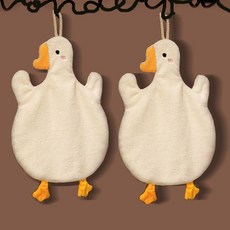 【新款熱銷】網紅ins大白鵝擦手巾，掛式兒童擦手巾，廚房吸水抹布，可愛造型擦手帕, 雪尼爾大鵝白色+白色, 1個