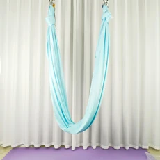 Elastic fabric 5-meter full yoga hammock flying training studio chrysanthemum rope safety buckle, 15 lake blue