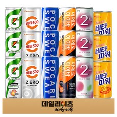 에너지 이온음료 캔 6종 18개 (이프로 포카리스웨트 게토레이레몬 게토레이제로 미에로화이바 스파클링제로 비타파워), 1박스, 240ml