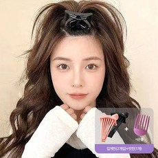 FANSYLI 1+1 볼륨업 휴대용 초강력 헤어 앞머리 뿌리 고정 볼륨 집게핀 정수리 헤어핀 볼륨핀처 2602JLL489, 1세트, 블랙+핑크[2P]+빗핀[1개]
