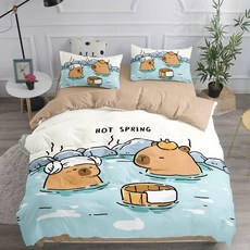 카피바라 캐릭터 어린이 이불 침대 침대커버 침구세트, 싱글이불커버(160x210cm), 핑크 카피바라 23