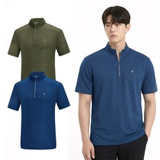 콜핑 남성 하이쿨 스판 기능성 등산 반집업 반팔 티셔츠