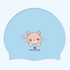 킵스위밍 아동용 테디버니키티 생존 수영모, 1개, 파스텔블루(마이테디)