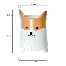 手繪柯基造型陶瓷收納筒 適用於筷子、湯勺、筆及文具收納, 1個, 柯基