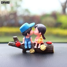 DFMEI 新款2025汽車擺件中控臺可愛樹杈情侶車內飾品車載小擺件告白氣球, 1個, 樹杈藍粉情侶(兩隻蟲):如圖