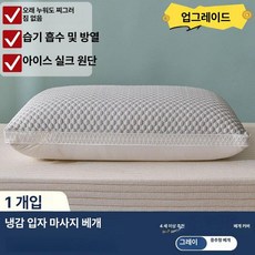 픽앤고 냉감필로우 냉감바디필로우 쿨베개 냉감베개, 업그레이드 그레이 중간 베개 1개