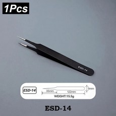 정밀 ESD 정전기 방지 핀셋 모델링 도구 전자 세트 내구성 및 5MM 1 벤딩 프로세스 S용 수리, 1 5MM 1PC ESD 14