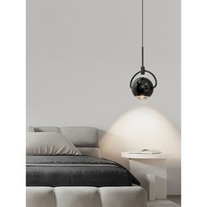 【V10燈飾】床頭小吊燈 簡約臥室吊燈 可旋轉陞降 三色變光燈 玄關餐桌吧臺 客廳背景墻防眩聚光吊燈 110V, A1-黑色-普通款-中性光