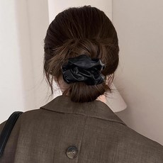 高級感亮絲大腸髮圈女韓系扎頭髮丸子頭皮筋簡約馬尾發繩頭繩髮飾亮黑大腸圈默認顏色