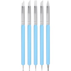 하핑턴 5개 실리콘 점토 조각 도구 이중 끝 고무 금속 볼 셰이퍼 펜 DIY 수공예 도자기 그림을 위한 스타일러스 도팅 라이트 블루 Light Blue, 1세트