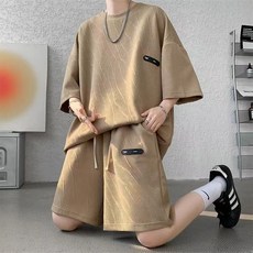 夏季男裝兩件套 短袖運動套裝 重磅T恤休閒套裝 排汗快乾運動服