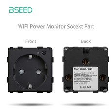 BSEED EU Stanndard Wifi 전기 소켓 전원 모니터 콘센트 Tuya 스마트 라이프 Alexa App 제어 타이밍 기능 DIY 부품, 04 Power Monitor Black, 01 Need Zigbee Gateway