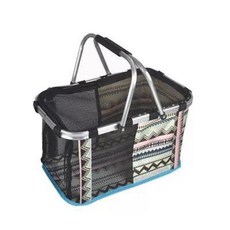 日初 Sunrise 寵物外出提籃 超輕鋁合金可折疊 貓狗透氣手提籃 藍色民族風, 1個