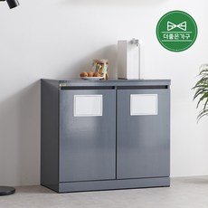 더좋은가구 정수기 휴지통 분리수거 수납장, 2단, 그레이