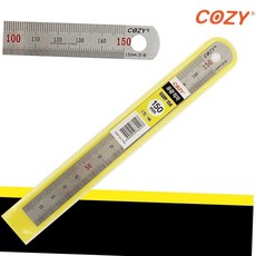 cozy 유광직자 150mm 스텐 막대자 쇠자 제도 목공 사무용 철자 스텐직자 제도용품, 1개, 실버